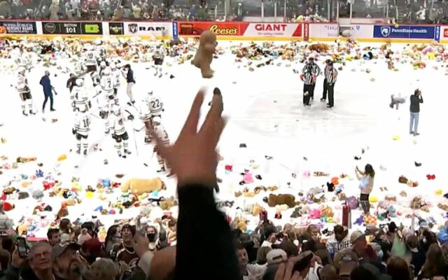 Here’s Why 50,000 Teddy Bears Were Thrown Onto An Ice Hockey Rink